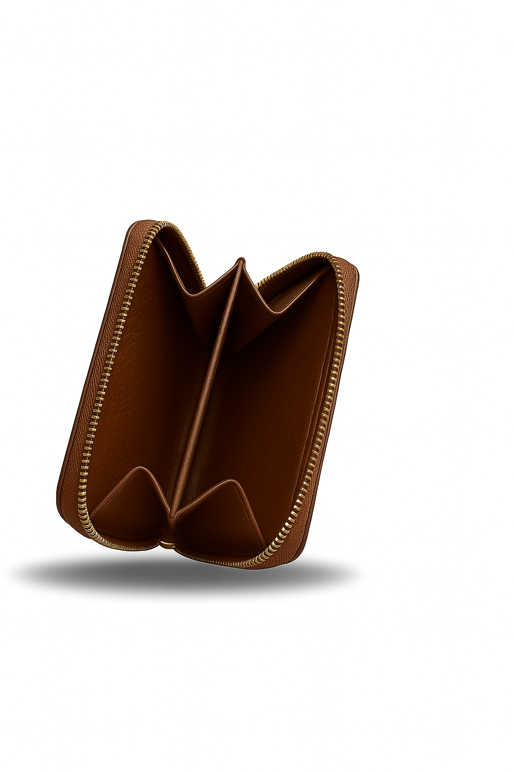 Handcrafted Brown Leather Zip Wallet – Minimal & Functional Design