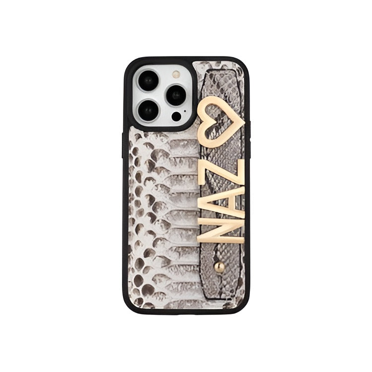 Natural Python Snake Leather iPhone Case with Letters