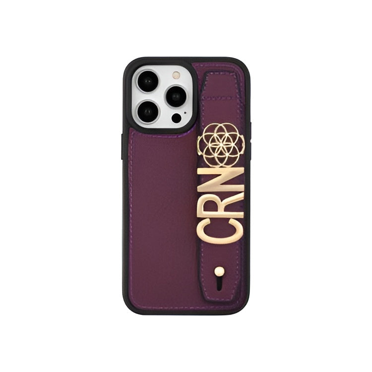 Purple Leather iPhone Case with Letters