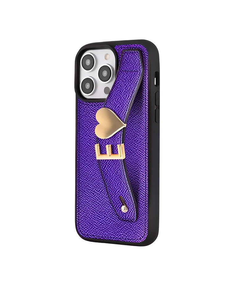 Purple Monaco Leather iPhone Case with Letters