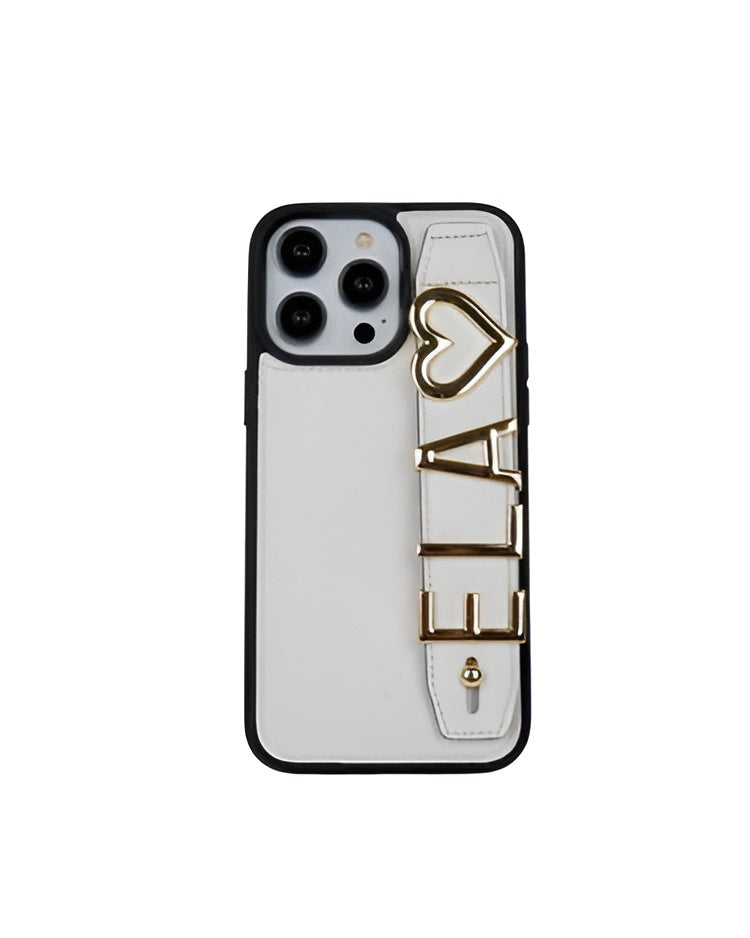 Lettered White Leather iPhone Case