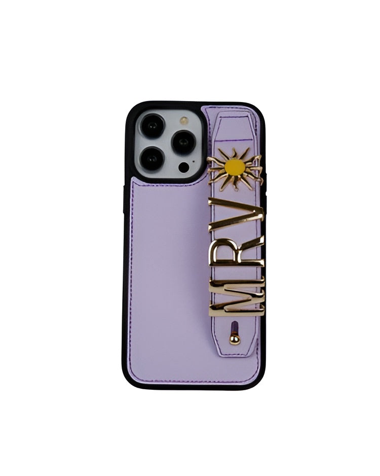 Lilac Leather iPhone Case with Letters